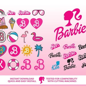 Lot svg Barbi, logo rose, lot svg Barb, filles svg, fichiers Svg pour cricut, Svg fille, clipart autocollant, fichiers Svg, fichiers Png clipart image 2