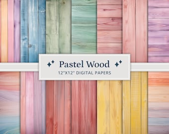 38 Pastel Wood Background Digital Papers, Pastel Wooden Backgrounds, Shabby Wood Digital Background, Painted Wood, Distressed Wood Paper