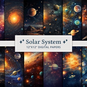 30 Solar System Digital Papers, Space Texture Background, Galaxy Scrapbook Paper, Planets, Outer Space, Celestial, Printable Scrapbook Paper