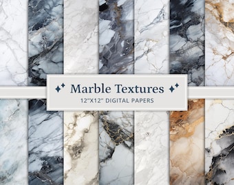 25 Marble Textures Digital Papers, Marble Textures, Marble Backgrounds, Marble Stone Digital Paper, Stone Texture Background