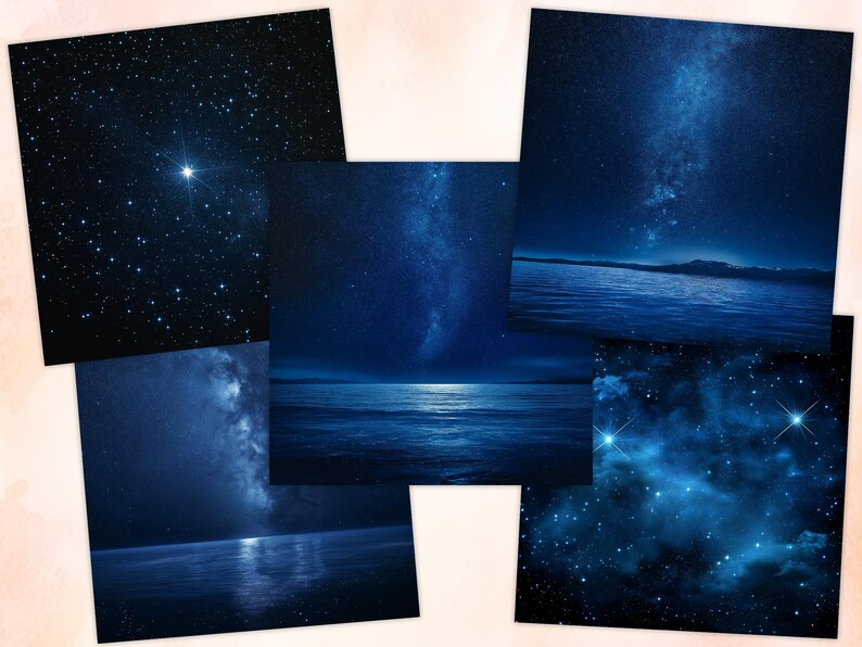 34 Starry Night Digital Papers, Night Sky Texture Background, Galaxy ...
