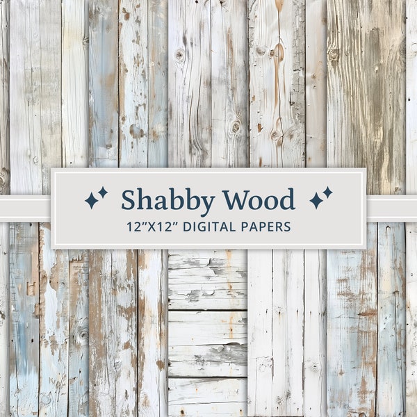 20 Shabby Wood Background Digital Papers, White Wooden Backgrounds, Rustic Wood Digital Background, Light Wood, Distressed Wood White Paper