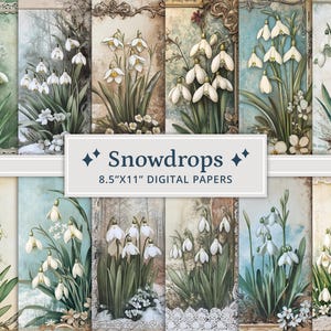 Snowdrop Junk Journal Paper: Romantic Ephemera Kit (Digital Download)