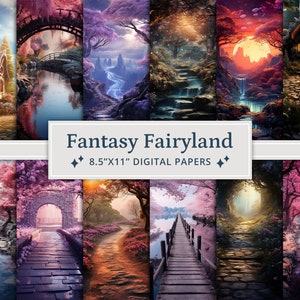 19 carte digitali fantasy fairyland, sfondo fatato, sfondi digitali foresta incantata, sfondo fantasy, carta digitale stampabile