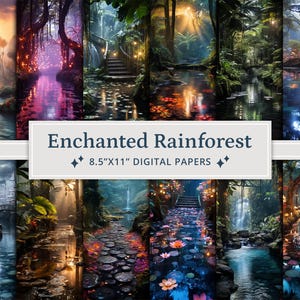 29 papiers numériques Fantasy Enchanted Rainforest, Papier numérique Magical Mystery Forest, Cartes des bois, Imprimable, Journal indésirable, Scrapbooking