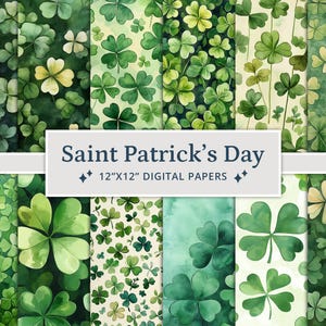 23 Watercolor Saint Patrick's Day Digital Papers, St Patricks Day Backgrounds, St Patrick's Day, Junk Journal, Scrapbooking, Card Making