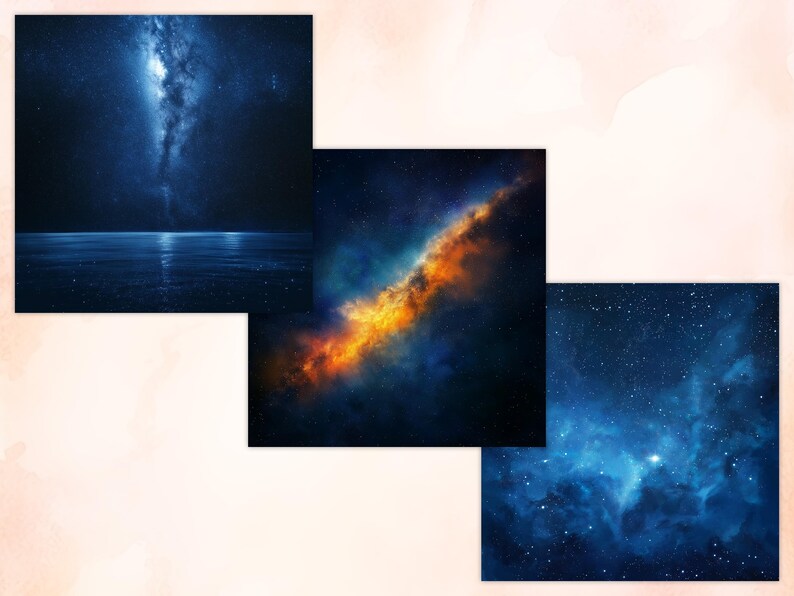 34 Starry Night Digital Papers, Night Sky Texture Background, Galaxy ...