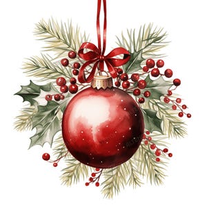38 aquarel kerstversieringen clipart, kerstversiering bundel, kerstbal clipart, digitale download, hoge kwaliteit jpg's