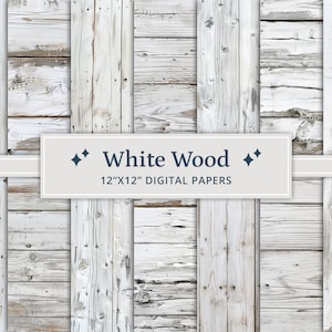 30 White Wood Background Digital Papers, White Wooden Texture Paper, Rustic Wood Digital Background, Distressed Wood White Paper, Light Wood