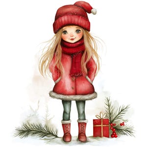 33 imágenes prediseñadas de chicas navideñas extravagantes, fantasía, caprichosas, revistas basura, álbumes de recortes, creación de tarjetas, descarga digital, archivos JPG de alta calidad