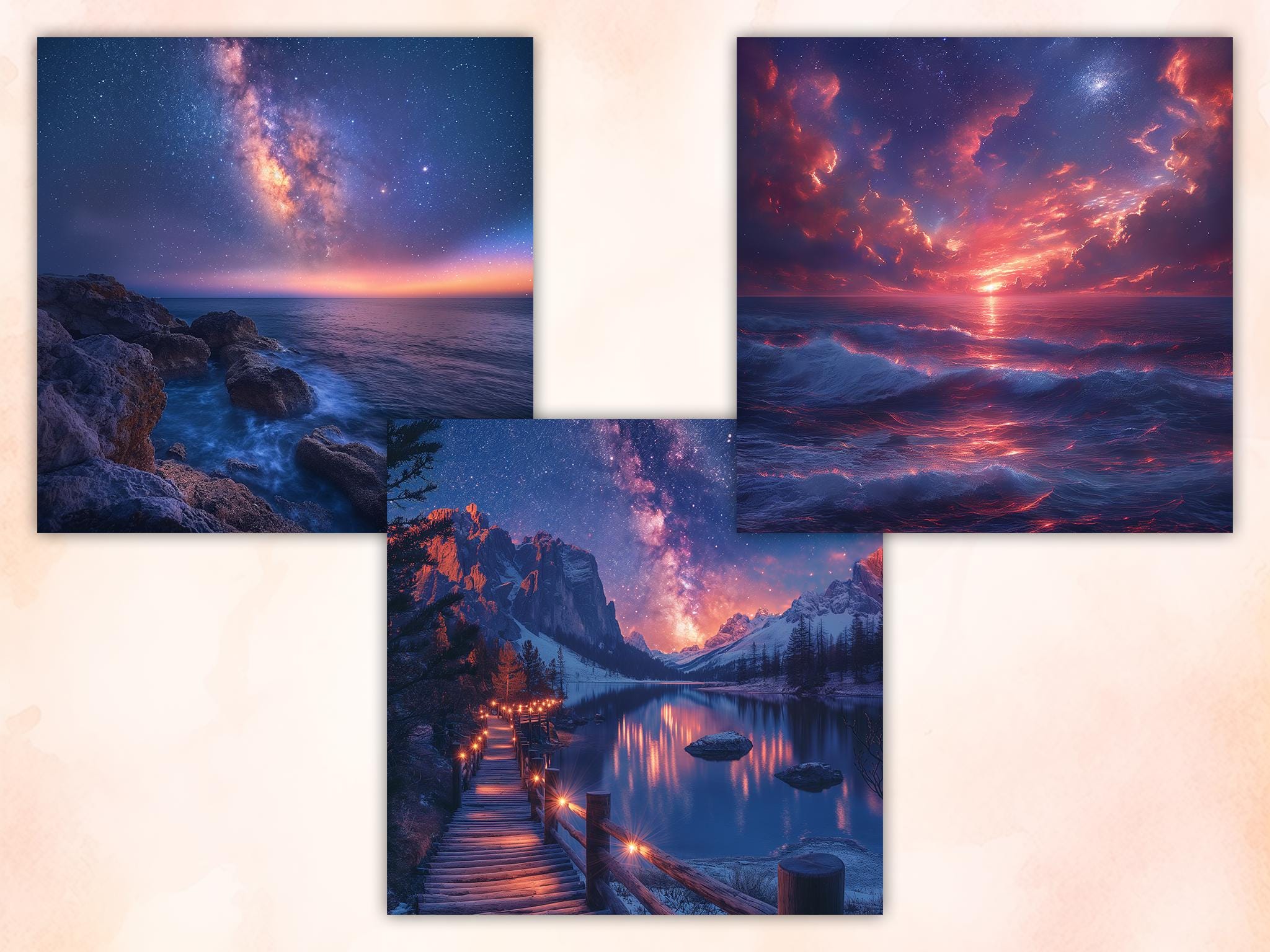 38 Magical Starry Night Digital Papers, Night Sky Texture Background ...