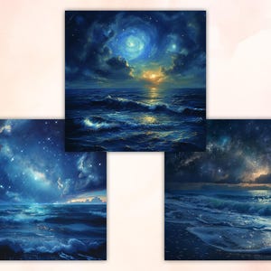 38 Magical Starry Night Digital Papers, Night Sky Texture Background ...