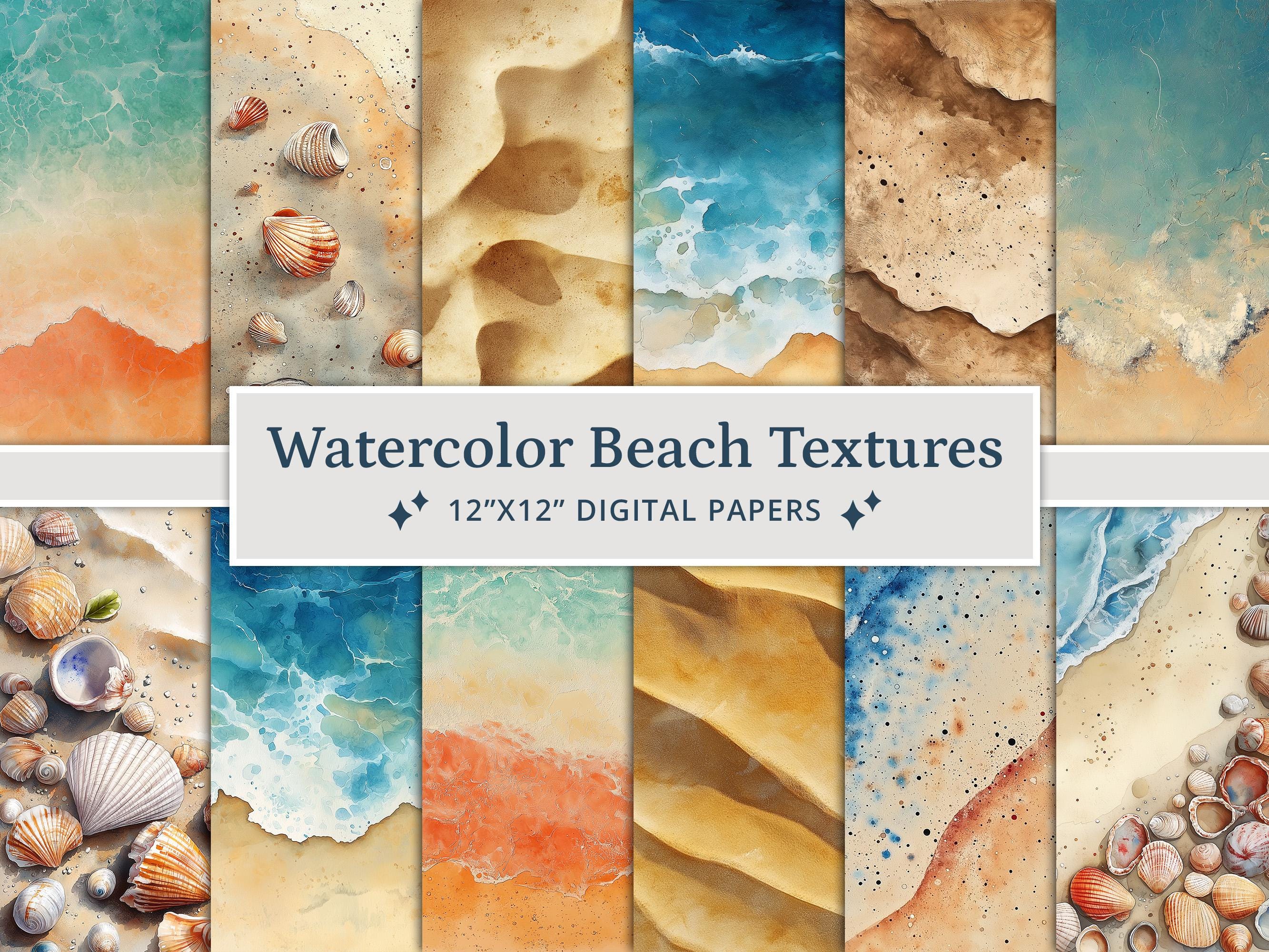 20 Watercolor Beach Textures Digital Papers, Water Backgrounds, Water ...