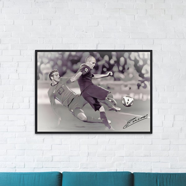 Andres Iniesta World Cup 2010 Goal Memorabilia Print | Black and White | Spain World Cup 2010 | Instant Digital Download