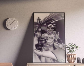 Lando Norris Canvas Wall Art | Norris Mclaren F1 Driver Print | F1 Fans Gift | Black and White | Instant Digital Download