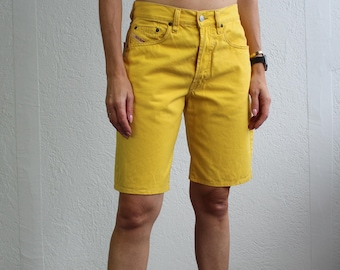 Vintage Diesel Yellow Denim Shorts 90s Denim Bermuda Shorts Jean