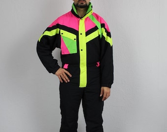 ヴィンテージ 80 年代 ワンピース スキー スーツ マルチカラー 冬