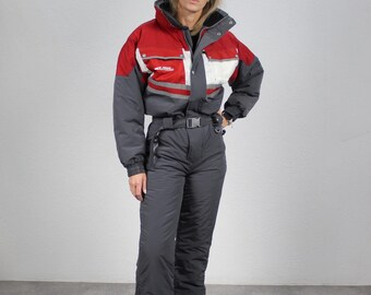 ヴィンテージ 80 年代 ワンピース スキー スーツ マルチカラー 冬