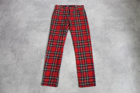 Tartan Plaid Red Pants Dolce Gabbana Wool Checkered Print Punk