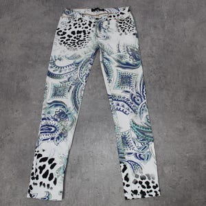 Just Cavalli Printed Pants Jeans Y2K Paisley Leopard Print Skinny