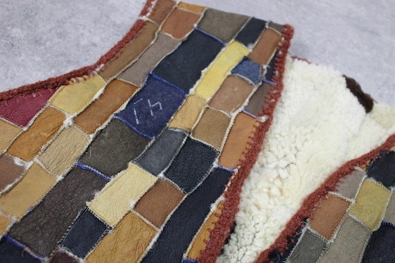 60s Suede Vest Shearling Brown Patchwork Leather … - image 2