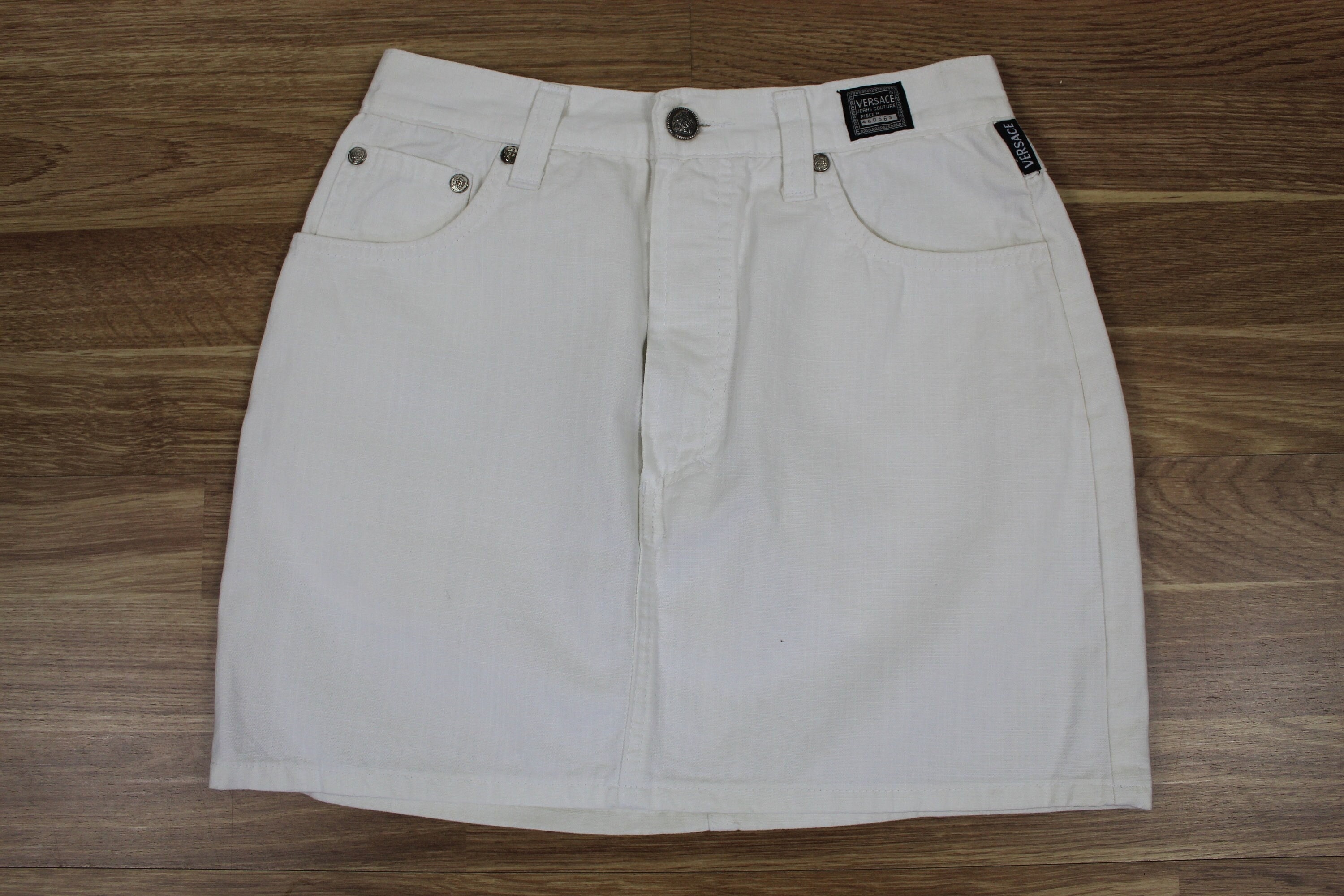 Versace White Skirt 90s Jean Skirt Denim Mini Skirt Pencil Skirt