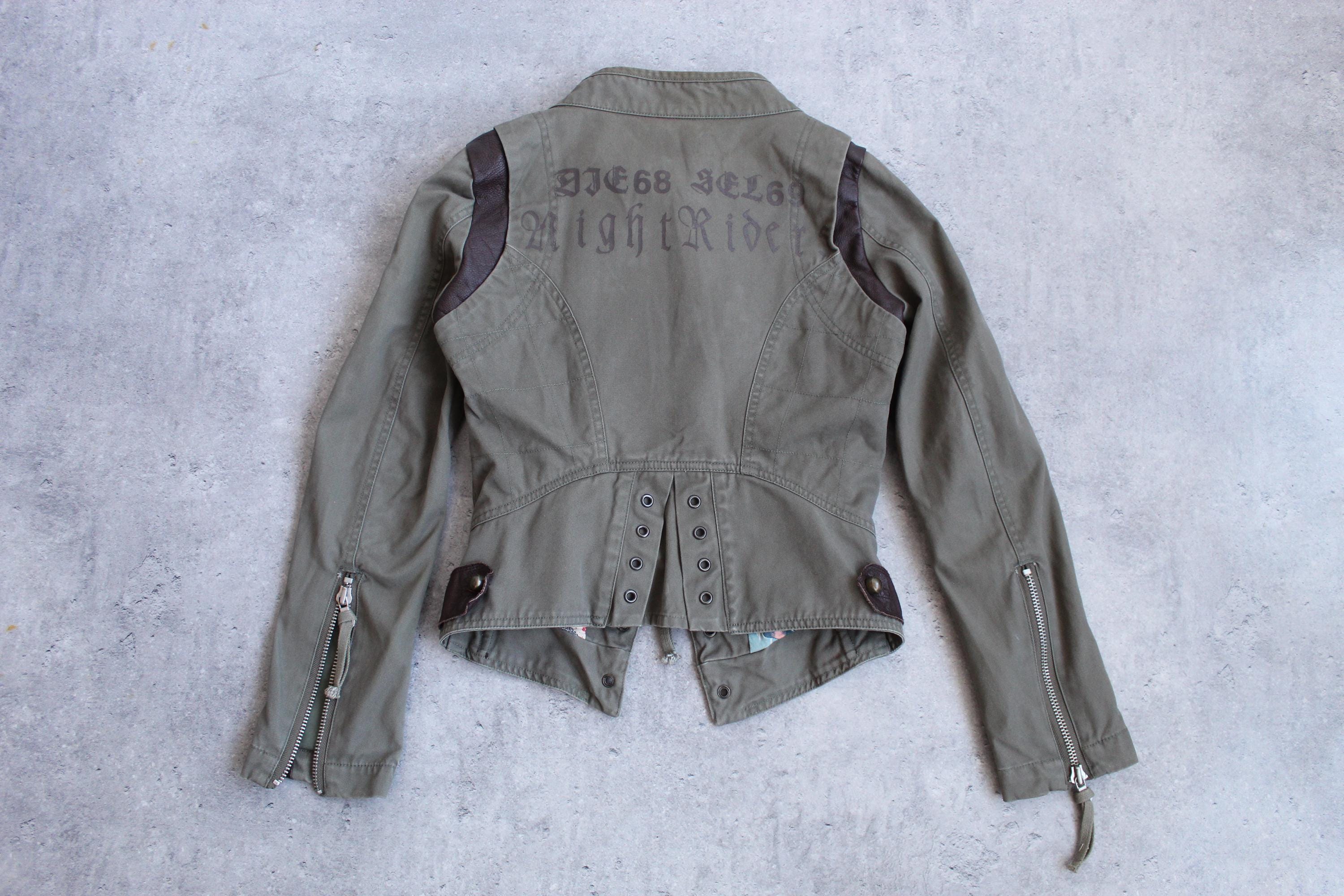 Vintage Diesel Khaki Green Corset Jacket Y2k Diesel Zip up and