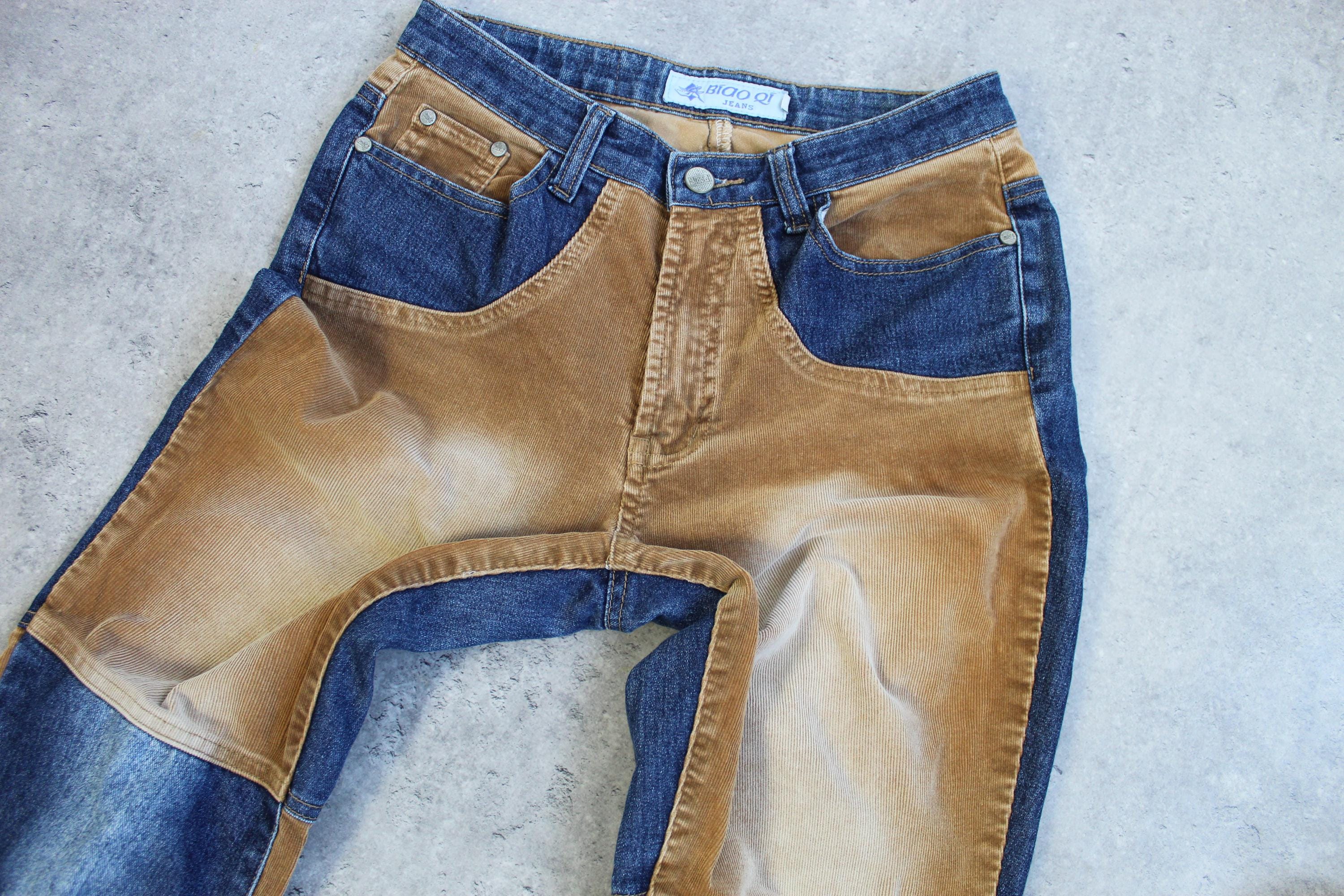 メンズ 00s denim corduroy docking flare pants