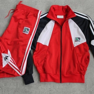 Adidas Red Track Suit 90s NEW Black White Jacket Striped Mens