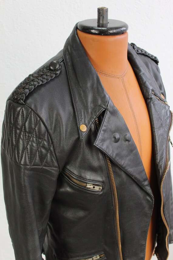 Vintage Honda Leather Jacket 80s MOTORCYCLE Black Leather Jacket