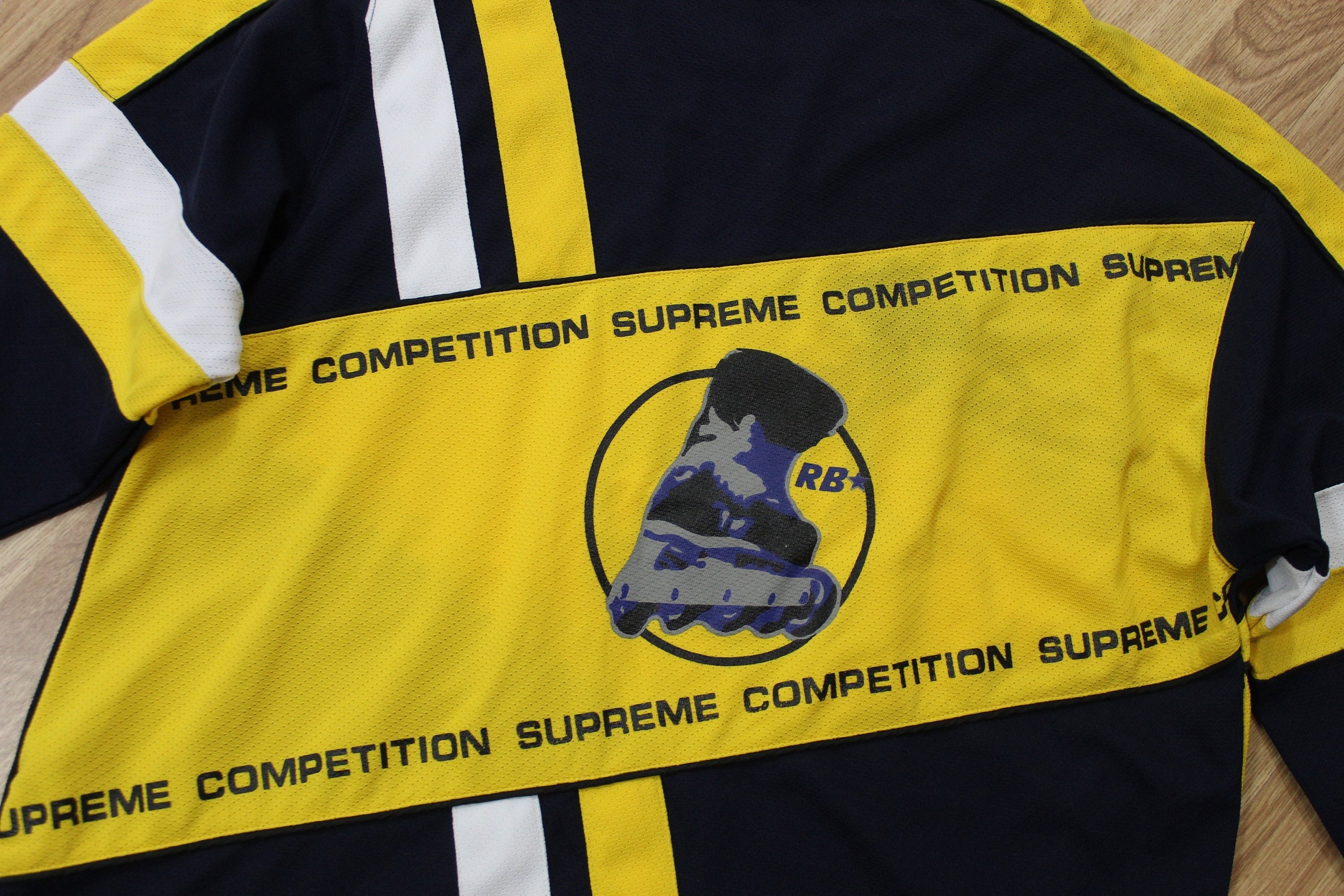SUPREME メッシュJersey サイズs ネイビー　yellow Supreme Skate Jersey Athletic USA 32 Sports Shirt Women's Large