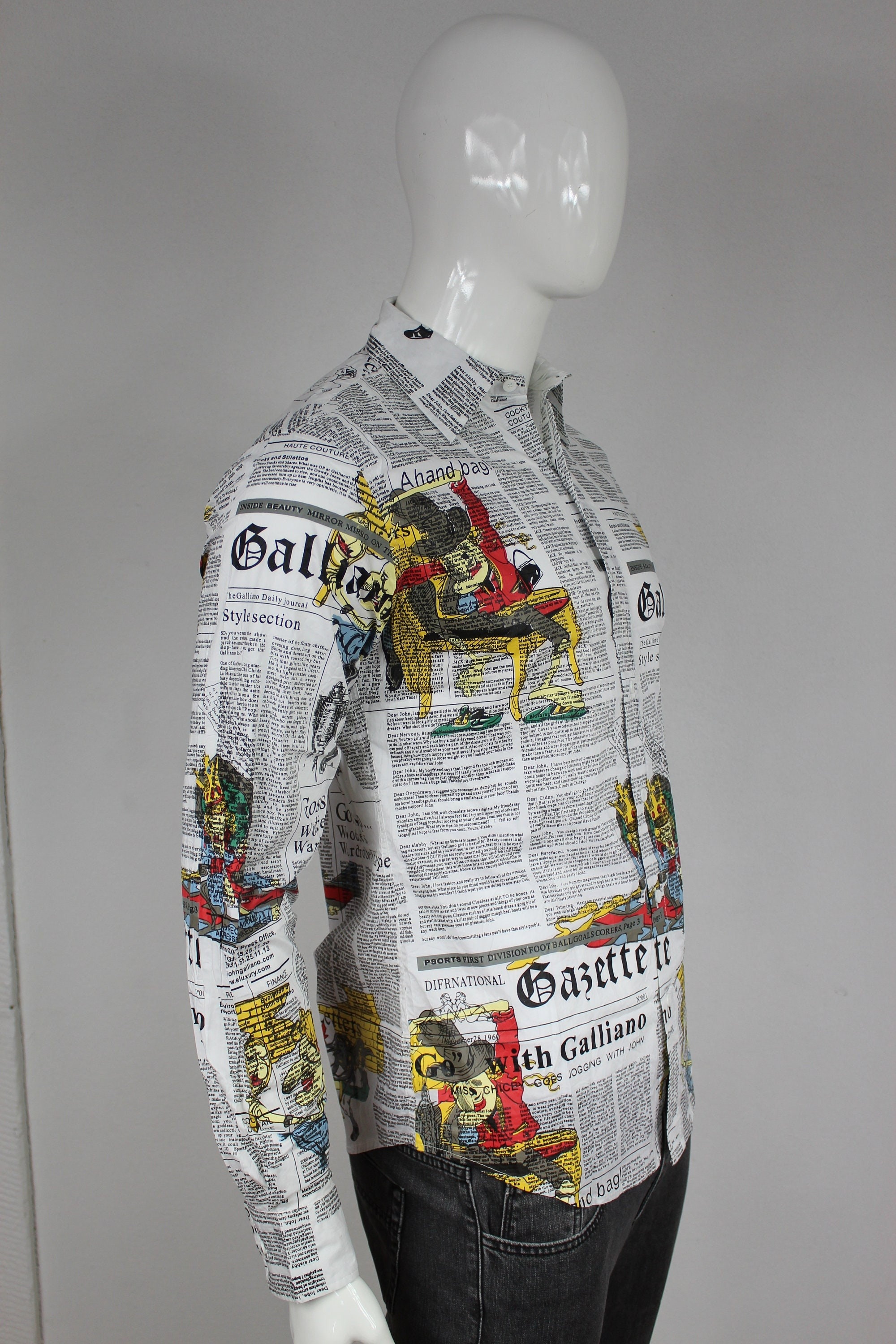 k*7様 大特価2点SET John Galliano ジャケット・Tシャツセッ JOHN GALLIANO Shirt Gazette Print Newspaper Women's Large