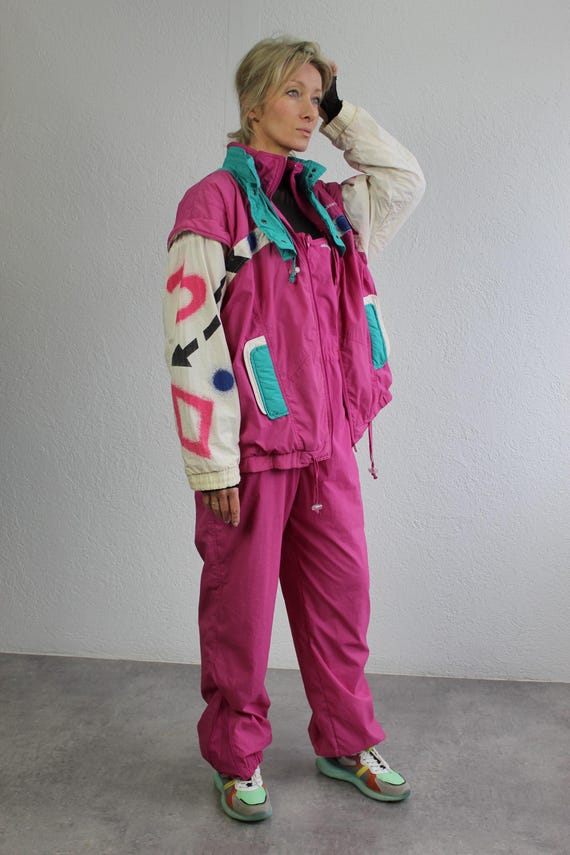 Adidas ピンク ホワイト トラックスーツ 90年代 ジャケット ビブパンツ