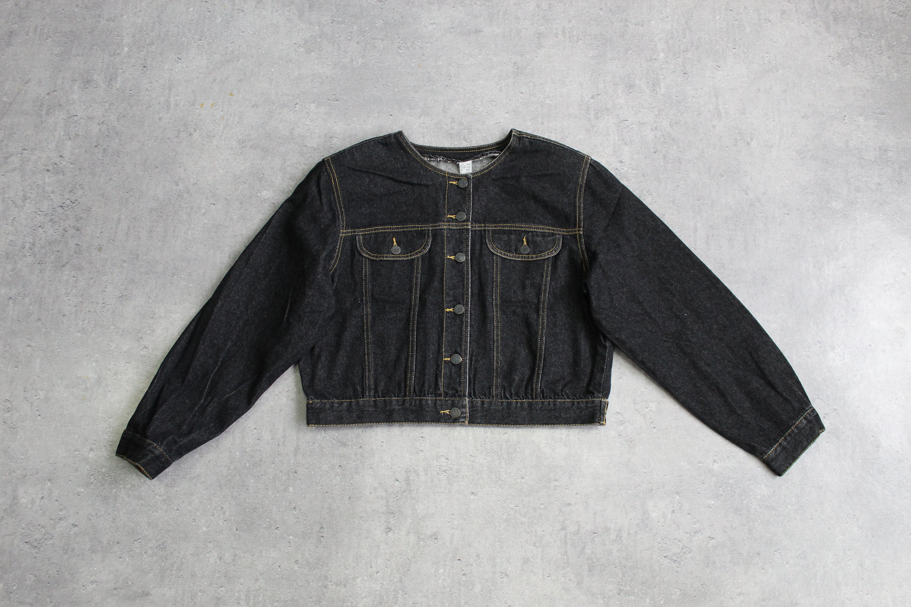 Cropped Denim Jacket Collarless - Etsy