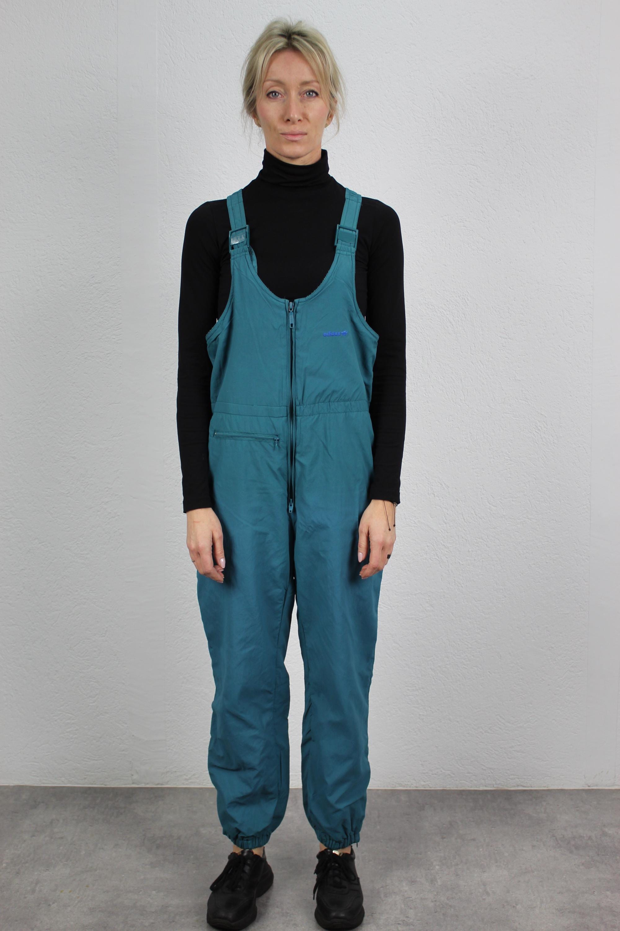 Adidas スキーウェア　パンツ　サロペット　ビンテージ 90s 青　黒　L Adidas スキーウェア パンツ サロペット ビンテージ 90s 青 黒 L