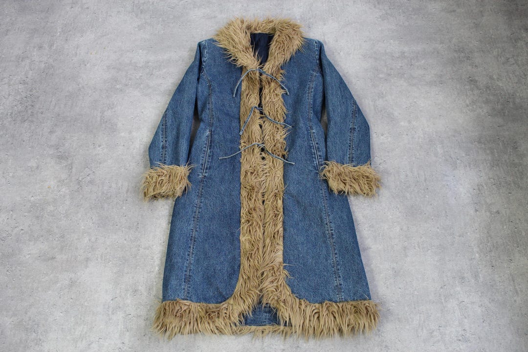 ヴィンテージ y2k デニム ペニーレーンコート アフガン シャギー