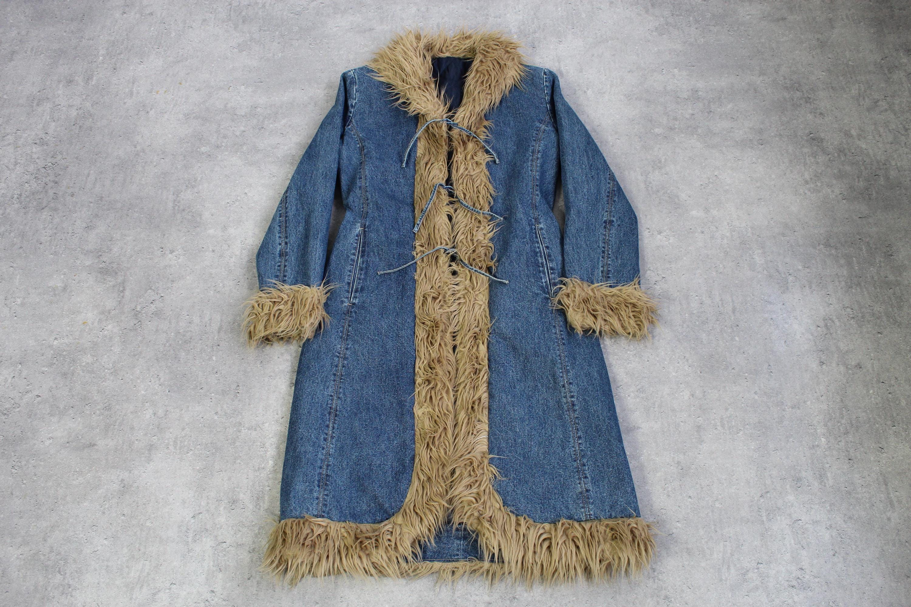 ヴィンテージ y2k デニム ペニーレーンコート アフガン シャギー