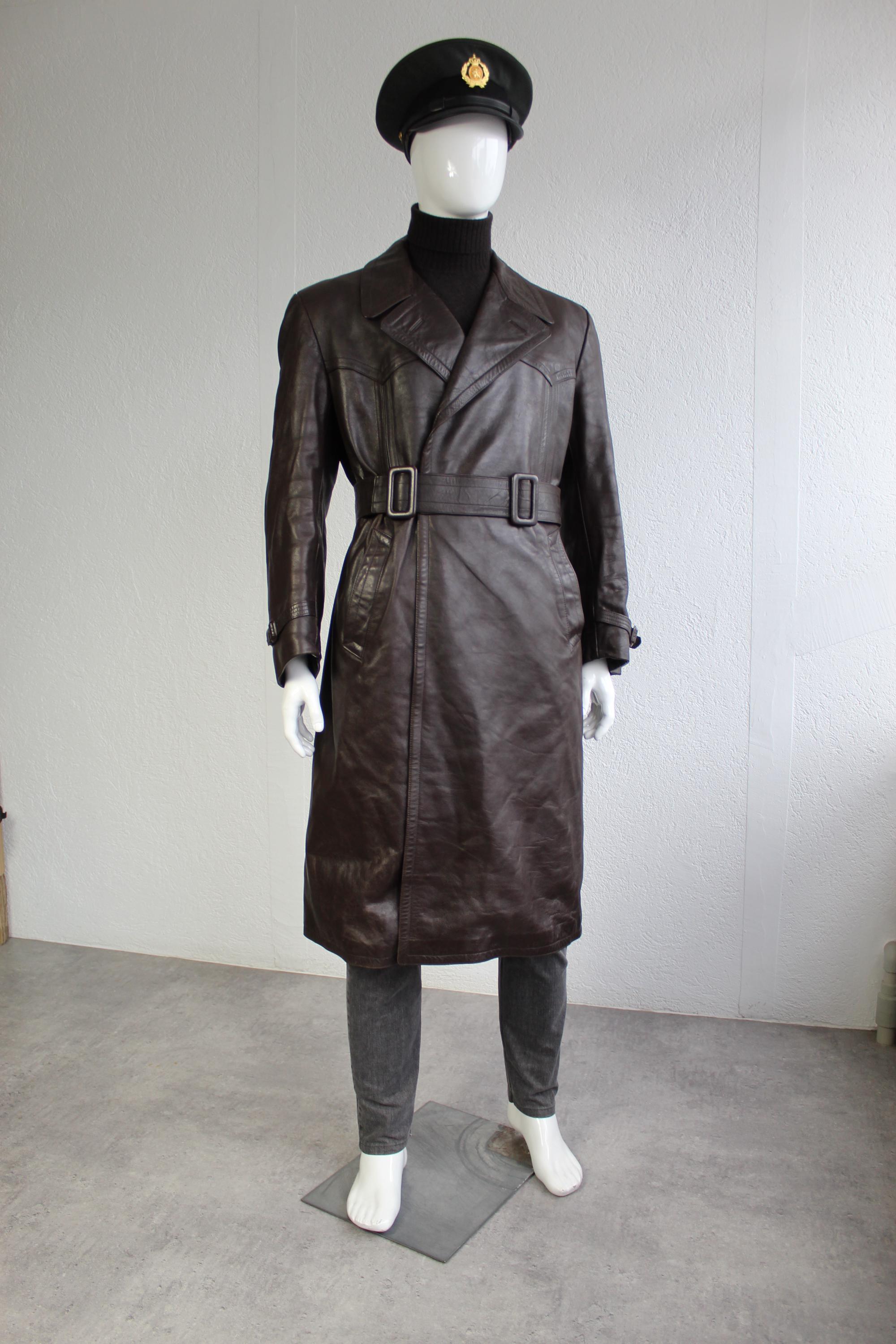 1940s Motorcycle Coat Detachable Lining Trench Coat Brown