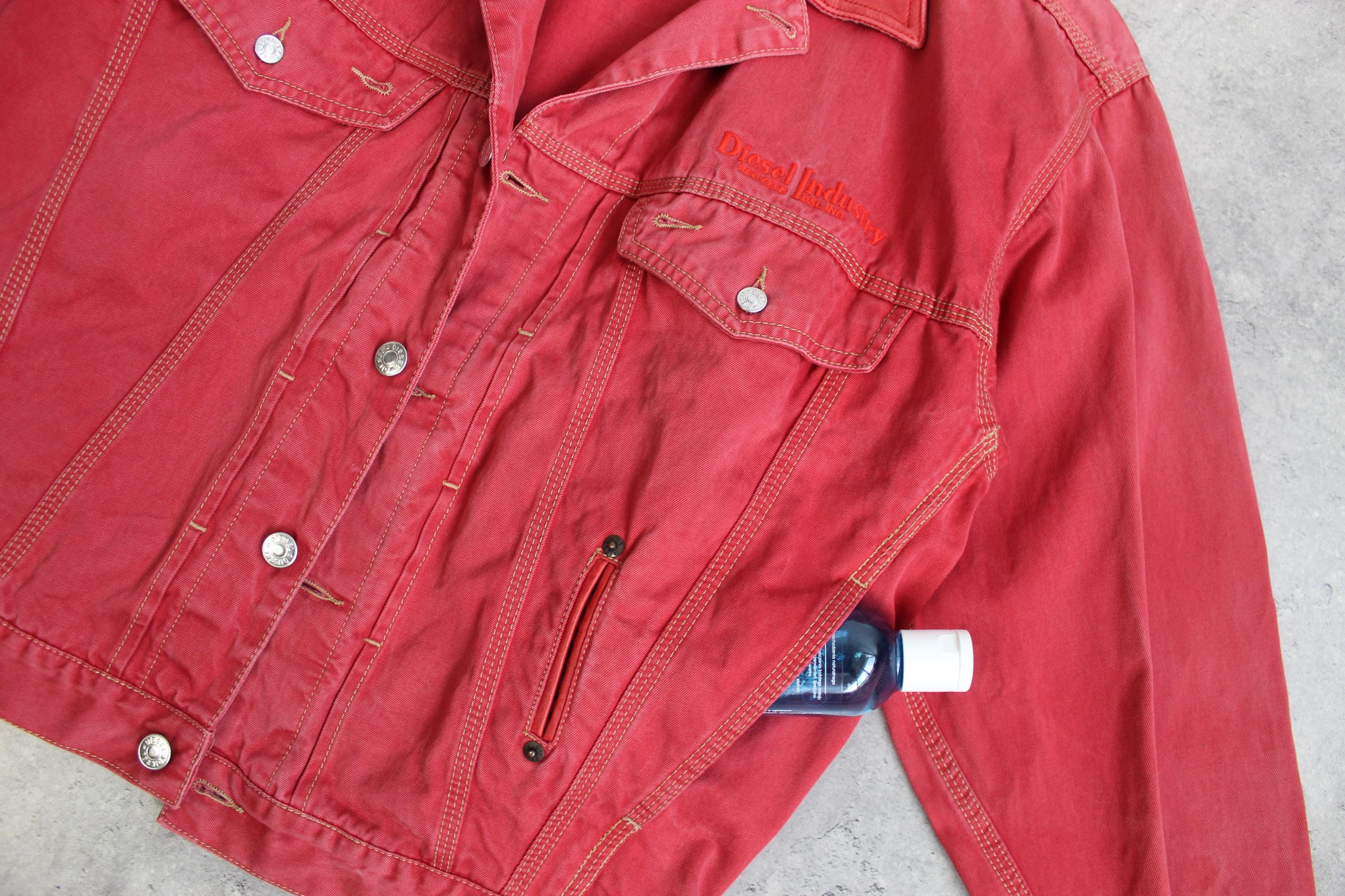 90s Diesel Red Denim Jacket Vintage Oversized Trucker Workwear