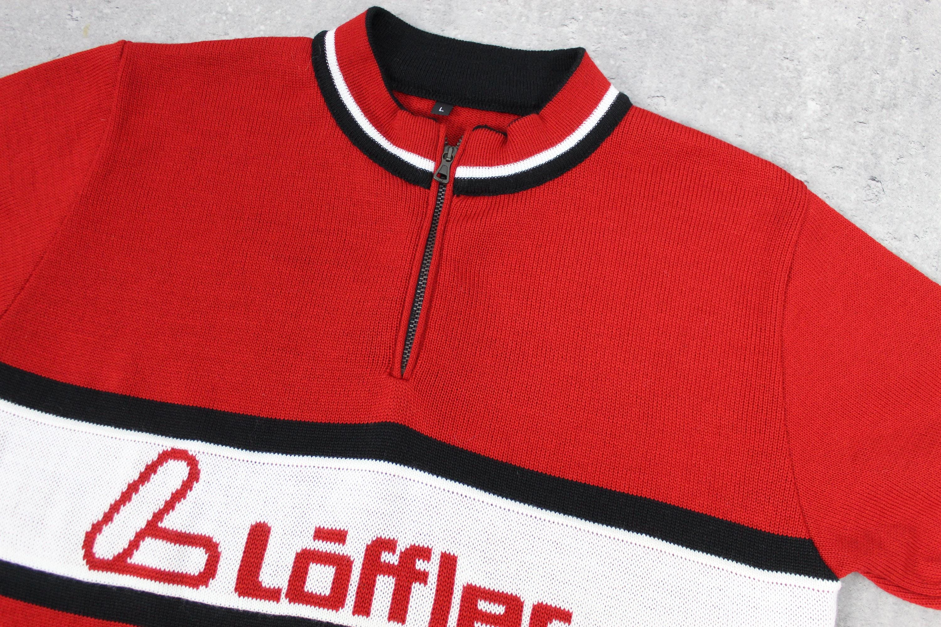 【12月スーパーSALE 15％OFF】 80s Jersey Cycling Wool Löffler Bike Zip Half Tee Shirt ウェア