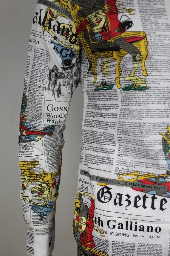 JOHN GALLIANO Shirt Gazette Print Newspaper Women's Large