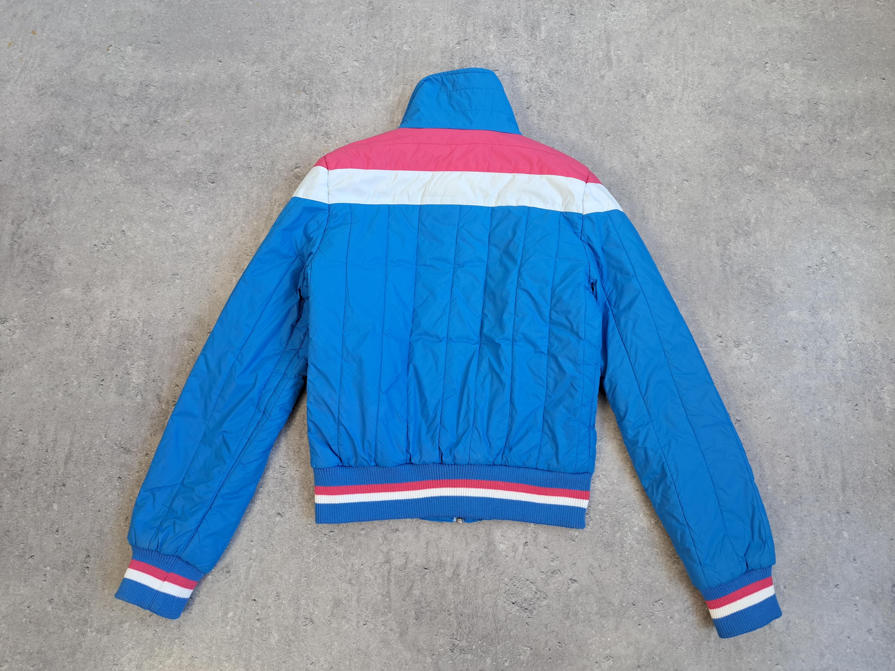 Diesel Bomber Nylon Jacket Y2k High Neck Blue Pink Fitted Cropped 