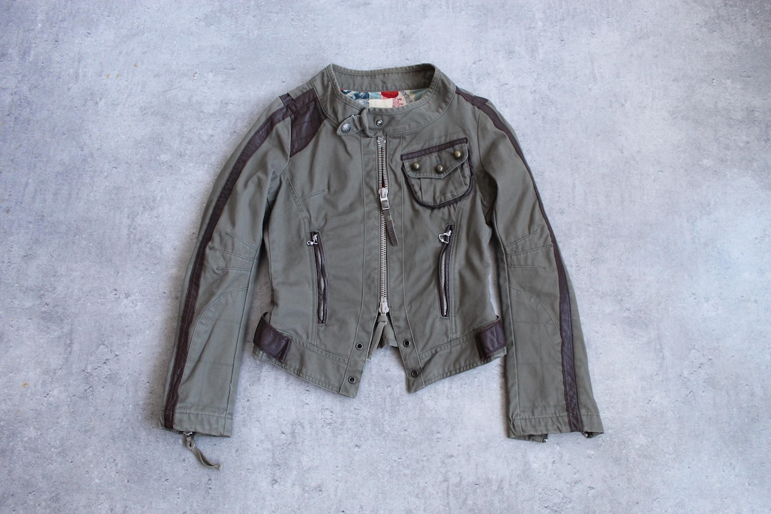 Vintage Diesel Khaki Green Corset Jacket Y2k Diesel Zip up and
