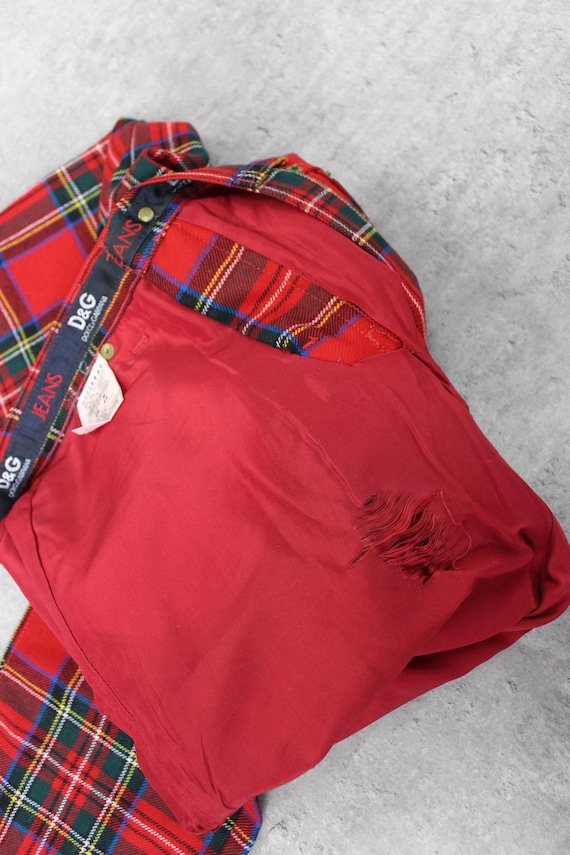 Tartan Plaid Red Pants Dolce Gabbana Wool Checkered Print Punk
