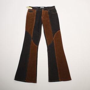 Jean évasé patchwork Y2K Cross Jeans en velours côtelé marron, neuf avec étiquette
