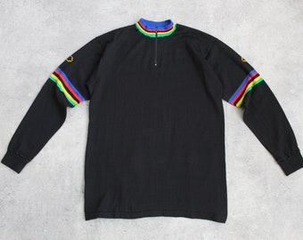 1980s Le Coq Sportif Peugot Vintage Cycling Jersey Top Shirt