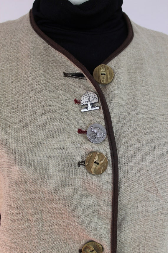 ジャケット・アウター 70s 80s GERMANY linen tirolean jacket 80s Trachten Jacket Linen Blazer Tyrol Austrian Alpen Jacket