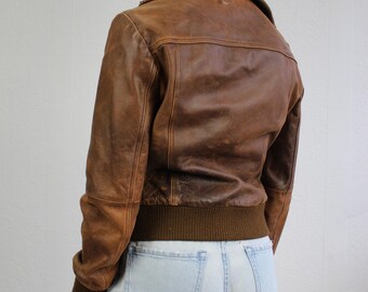 00s A2 leather jacket brown y2k 本革 羊革 A-2タイプ 本革 フライト ボマージャケットBROWN 軽くてやわらかい