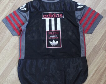 90s adidasイクイップメント ラガーシャツ 長袖ゲームシャツ 青