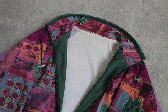 Patchwork Flower Print Windbreaker Jacket Sports … - image 4